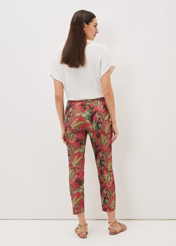 Phase Eight Desta Tropical Print Trousers Pink Australia | MK8524031